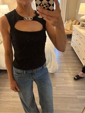 🖤 Diesel T-Lynys-Od Cut-Out Oval D Logo Tank Top - Black 🖤
